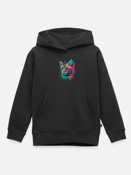 Coole Katze - Kinder Premium Organic Hoodie - Schwarz