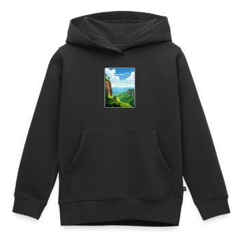 Montagnes de grès de l’Elbe Allemagne Affiche de voyage WPA - Sweat Premium à capuche enfant bio - noir - Devant - AI Model Kid Male (0cm)