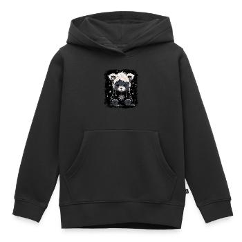 Ours en peluche Emo mignon - Sweat Premium à capuche enfant bio - noir - Devant - AI Model Kid Male (0cm)