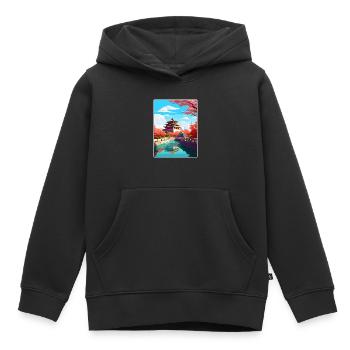 Pékin Chine Voyage Affiche Souvenir Peinture WPA - Sweat Premium à capuche enfant bio - noir - Devant - AI Model Kid Male (0cm)