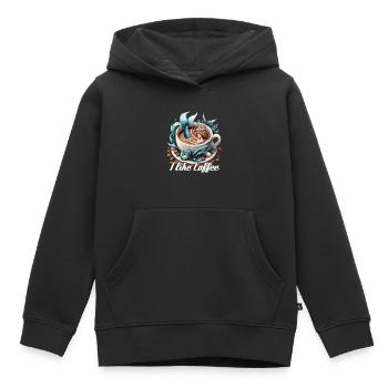 J’aime tasse à café sirène sirène cadeau - Sweat Premium à capuche enfant bio - noir - Devant - AI Model Kid Male (0cm)