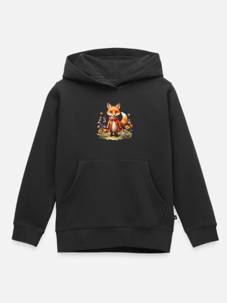 Lis Ładny Słodki Leśny Zwierzę Śliczny Zwierzę Akwarela - Bluza Premium z kapturem dziecięca bio - czarny