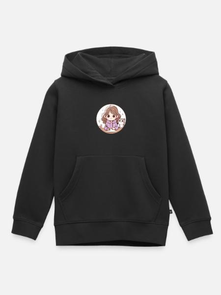 Nouvel An Zéro Fcks Fille Chat Design - Premium børne hættetrøje økologisk - sort
