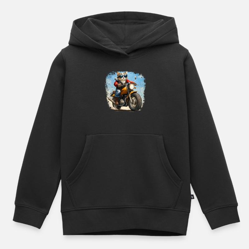 Chats Motards / Moto Chat - Sweat Premium à capuche enfant bio - noir