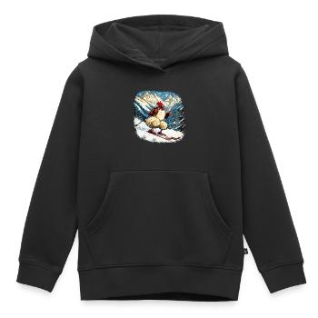 Poulet de ski - Sweat Premium à capuche enfant bio - noir - Devant - AI Model Kid Male (0cm)