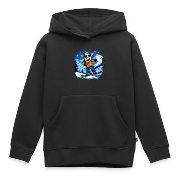 Vaches Snowboard / Vache Snowboardeuse - Sweat Premium à capuche enfant bio - noir - Devant - AI Model Kid Male (0cm)