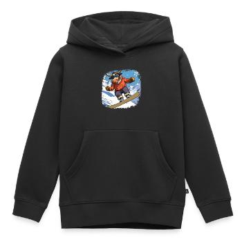 Bulls Snowboard - Sweat Premium à capuche enfant bio - noir - Devant - AI Model Kid Male (0cm)
