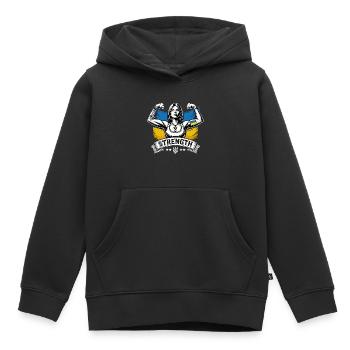 Stärke starke Frau Ukrainerin Geschenk - Kinder Premium Organic Hoodie - Schwarz - Vorne - AI Model Kid Male (0cm)