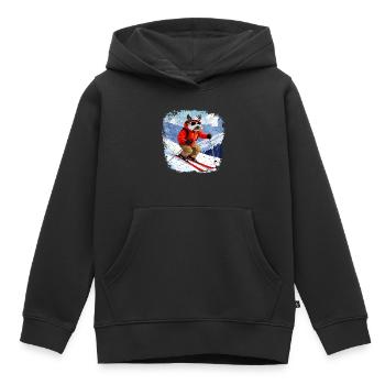 Chien de ski - Sweat Premium à capuche enfant bio - noir - Devant - AI Model Kid Male (0cm)