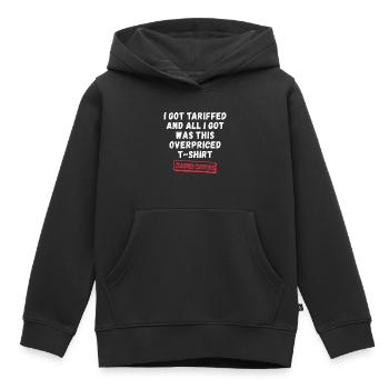Contre les tarifs USA - Déclaration anti-douane - Sweat Premium à capuche enfant bio - noir - Devant - AI Model Kid Male (0cm)