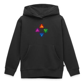 4 ÉLÉMENTS - Sweat Premium à capuche enfant bio - noir - Devant - AI Model Kid Male (0cm)