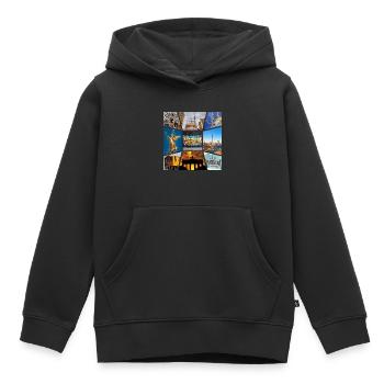 Berlin Skyline ville Allemagne Collage Graffiti - Sweat Premium à capuche enfant bio - noir - Devant - AI Model Kid Male (0cm)