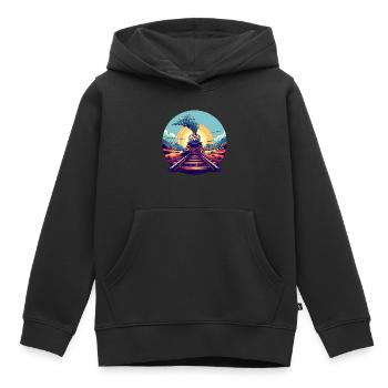 Railway Portrait - Kids Premium Organic Hoodie - black - Front - AI Model Kid Male (0cm)