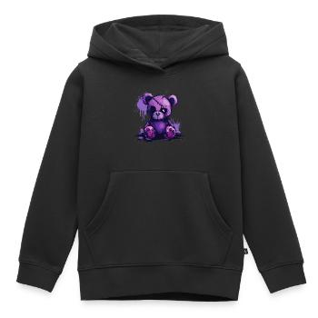Ours en peluche effrayant mignon - Sweat Premium à capuche enfant bio - noir - Devant - AI Model Kid Male (0cm)
