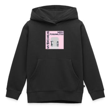 PERSONNALITÉ DE VÉLO DRÔLE CYCLISME - Sweat Premium à capuche enfant bio - noir - Devant - AI Model Kid Male (0cm)