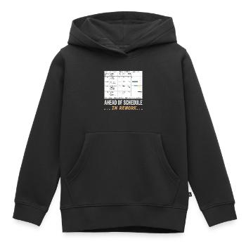 En avance sur le calendrier... En rework (Funny Gantt Chart) - Sweat Premium à capuche enfant bio - noir - Devant - AI Model Kid Male (0cm)