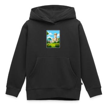 Chaves Portugal Château Tour Sous Le Ciel Bleu Affiche - Sweat Premium à capuche enfant bio - noir - Devant - AI Model Kid Male (0cm)