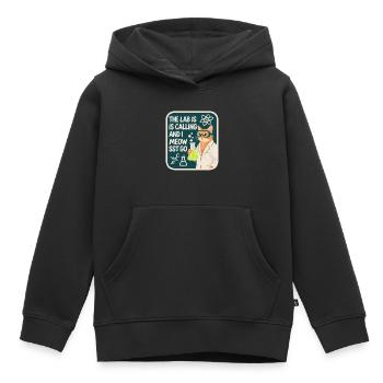 Le labo m’appelle et je miaou va science chat - Sweat Premium à capuche enfant bio - noir - Devant - AI Model Kid Male (0cm)
