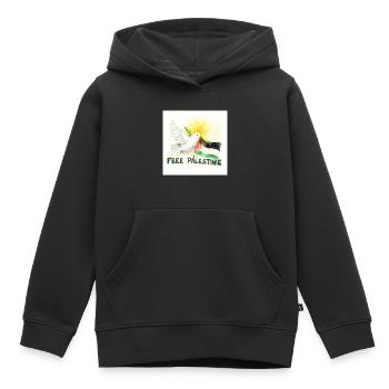 Taube mit Palästina-Fahne Frieden - Kinder Premium Organic Hoodie - Schwarz - Vorne - AI Model Kid Male (0cm)
