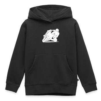 Silhouette minimaliste de moto de course - Sweat Premium à capuche enfant bio - noir - Devant - AI Model Kid Male (0cm)