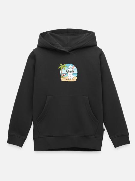 Süßer Hase mit Brille Strandsommerferien - Kinder Premium Organic Hoodie - Schwarz