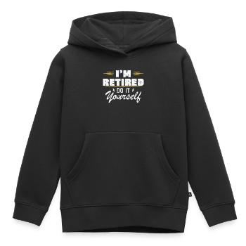 Je suis à la retraite, fais-le toi-même, offre de la retraite - Sweat Premium à capuche enfant bio - noir - Devant - AI Model Kid Male (0cm)