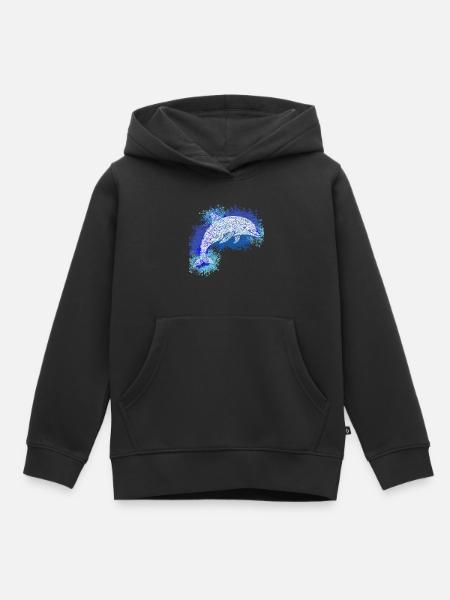 Zentangle Dolphin - Sweat Premium à capuche enfant bio - noir