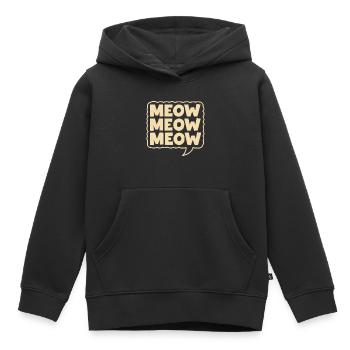 Miaou Miaou Miaou Bulle de dialogue Chat - Sweat Premium à capuche enfant bio - noir - Devant - AI Model Kid Male (0cm)