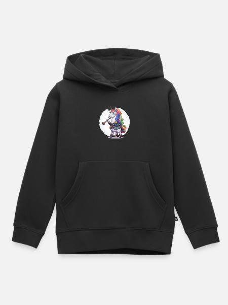 Buntes Einhorn mit Trompete - Kinder Premium Organic Hoodie - Schwarz