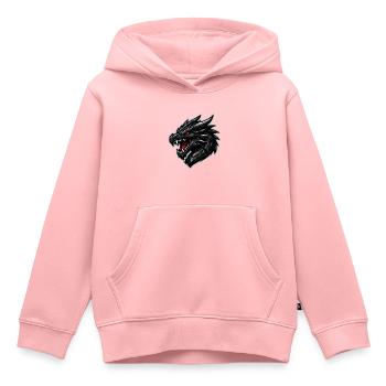 Tête de dragon aux yeux rouges - Sweat Premium à capuche enfant bio - rose - Devant - AI Model Kid Female (0cm)