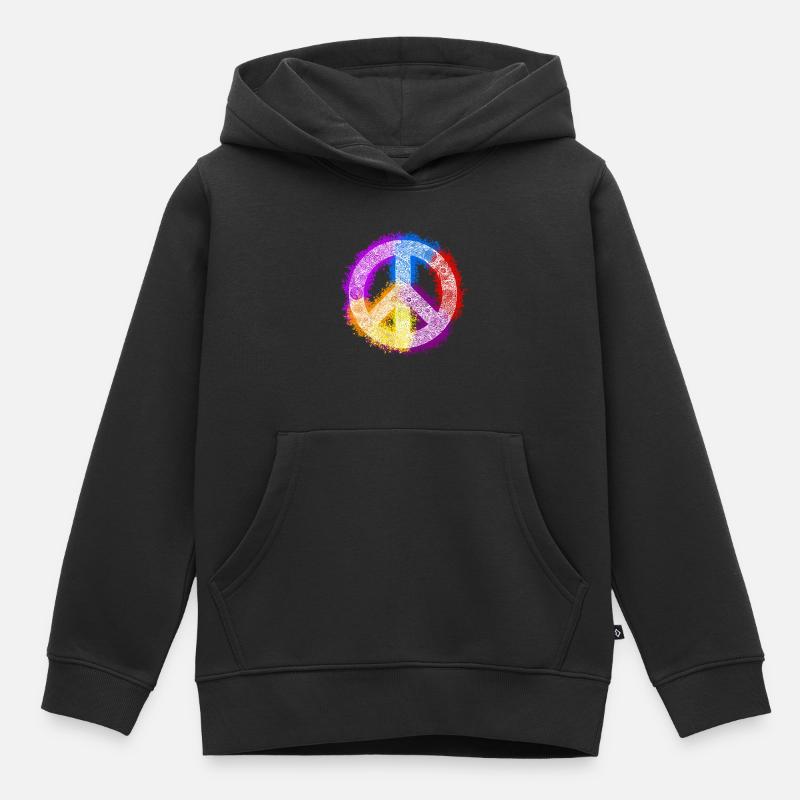 Zentangle-Peacezeichen - Kinder Premium Organic Hoodie - Schwarz