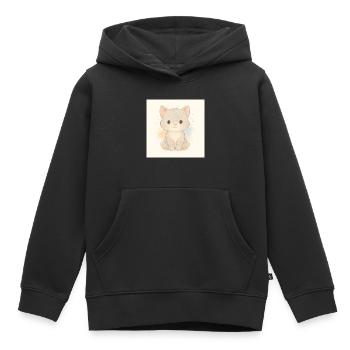 Kindermotiv_Kaetzchen - Kinder Premium Organic Hoodie - Schwarz - Vorne - AI Model Kid Male (0cm)