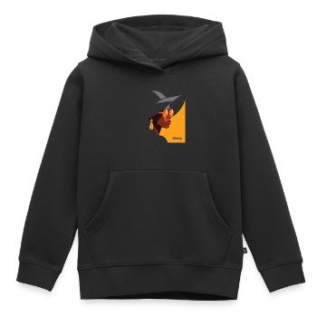 Femme élégante avec chapeau et lunettes de soleil - Sweat Premium à capuche enfant bio - noir - Devant - AI Model Kid Male (0cm)
