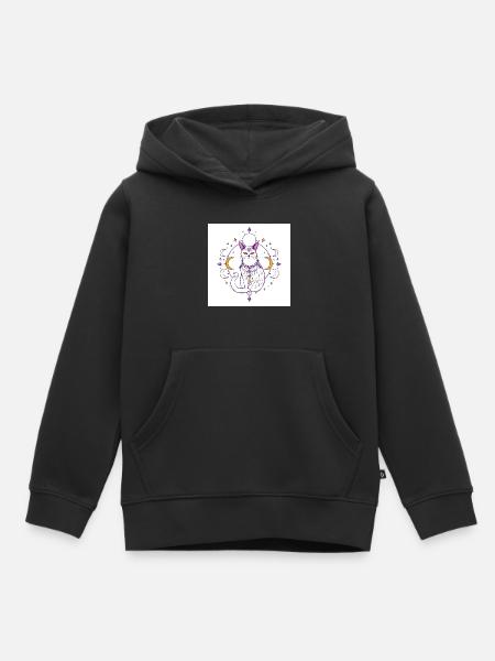 mystisch-Katze-Mond-himmlisch-A - Kinder Premium Organic Hoodie - Schwarz