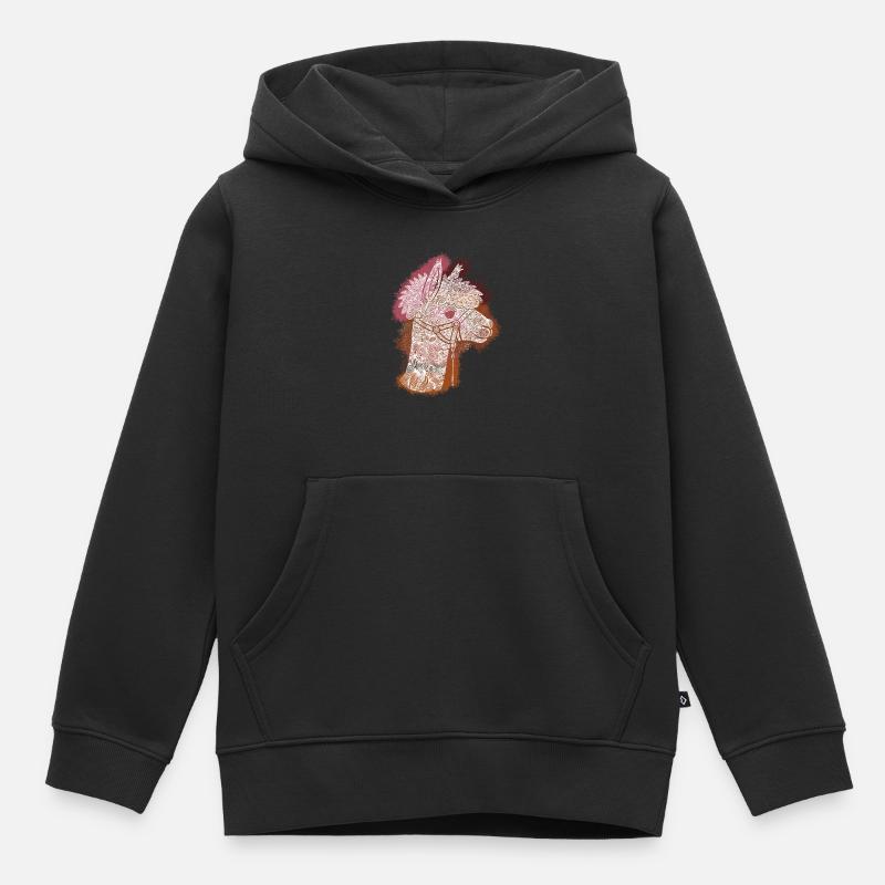 Zentangle-Alpaka - Kinder Premium Organic Hoodie - Schwarz