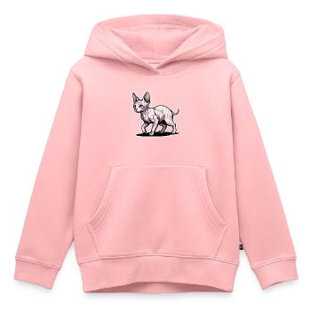 Sphynx Katze Haarloses Spazieren-Porträtdesign - Kinder Premium Organic Hoodie - Rosa - Vorne - AI Model Kid Female (0cm)