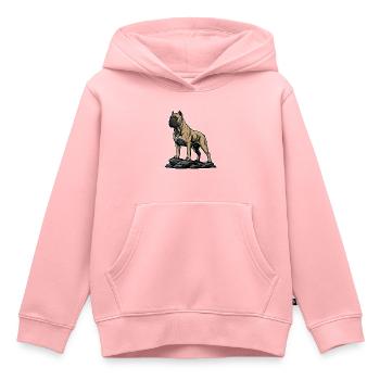 Hundestock Corso auf Fels Kraftvolles Porträt - Kinder Premium Organic Hoodie - Rosa - Vorne - AI Model Kid Female (0cm)