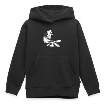 Point de vue du saut en descente en VTT - Conception de VTT - Sweat Premium à capuche enfant bio - noir - Devant - AI Model Kid Male (0cm)