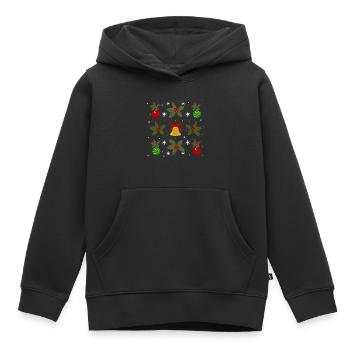 Motif hivernal de cloches et de boules - Sweat Premium à capuche enfant bio - noir - Devant - AI Model Kid Male (0cm)