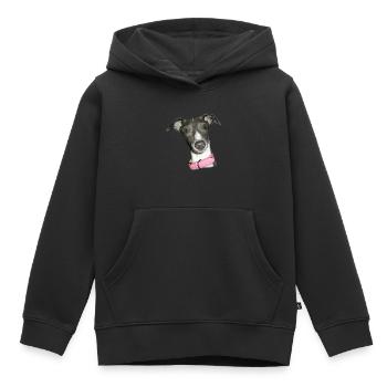 Hund Windhund Italienischer Windhund Rosa Halsband - Kinder Premium Organic Hoodie - Schwarz - Vorne - AI Model Kid Male (0cm)