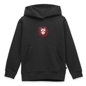 Kitsune Rot Maskenkunst Higanbana - Kinder Premium Organic Hoodie - Schwarz - Vorne - AI Model Kid Male (0cm)