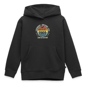 Legendäres Retro-Vintage-Jubiläum im August 1969 - Kinder Premium Organic Hoodie - Schwarz - Vorne - AI Model Kid Male (0cm)