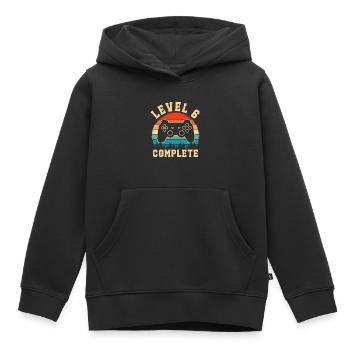 level 6 complete – Enfant 6 ans - Sweat Premium à capuche enfant bio - noir - Devant - AI Model Kid Male (0cm)