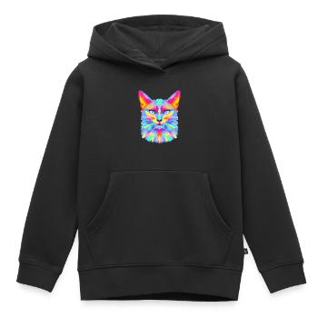 Geometrischer Katzenburst - Kinder Premium Organic Hoodie - Schwarz - Vorne - AI Model Kid Male (0cm)
