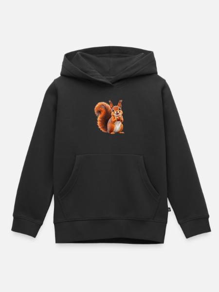 Nussliebendes Eichhörnchen - Kinder Premium Organic Hoodie - Schwarz