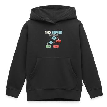 IT Support Flowchart Helpdesk Humor - Kinder Premium Organic Hoodie - Schwarz - Vorne - AI Model Kid Male (0cm)