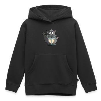 Drôle de chat sur la balance - perdre du poids en excès - Sweat Premium à capuche enfant bio - noir - Devant - AI Model Kid Male (0cm)