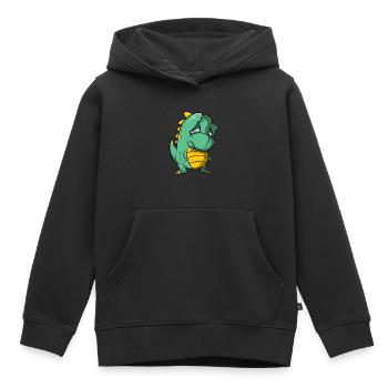 Trauriger Drache weint - Abschied Tränen - Kinder Premium Organic Hoodie - Schwarz - Vorne - AI Model Kid Male (0cm)