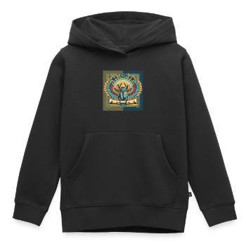 KHEPRI Dieu du Soleil Levant - Sweat Premium à capuche enfant bio - noir - Devant - AI Model Kid Male (0cm)