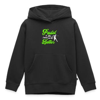 Padel Better - Sweat Premium à capuche enfant bio - noir - Devant - AI Model Kid Male (0cm)